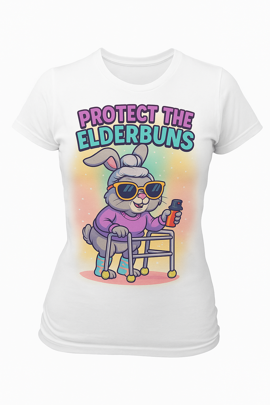 Protect the Elderbuns Funny Bunny Graphic Tee – Women’s T-Shirt